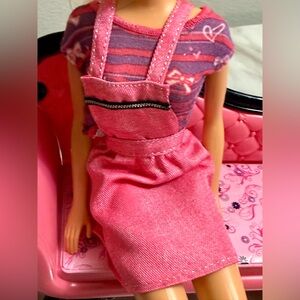 Mattel Barbie overalls dress and pink shirt (doll & chaise not included)